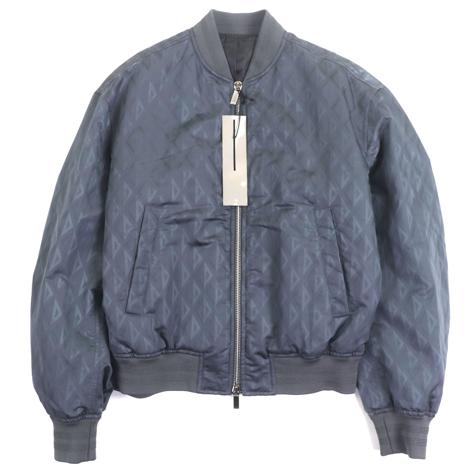 DIOR HOMME CD Diamond Double Zip Bomber Jacket Blue Grey Size 50 Made in Italy