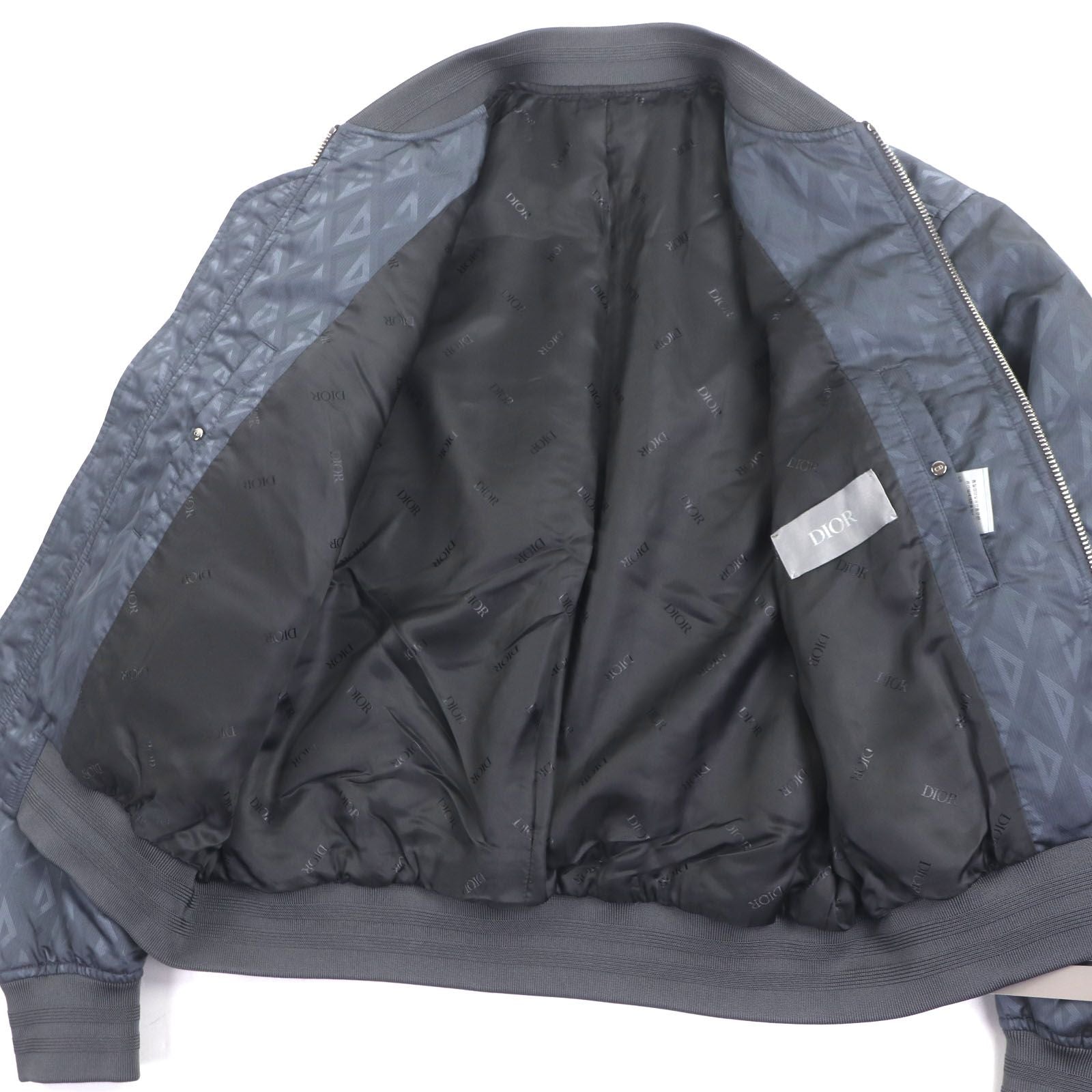 DIOR HOMME CD Diamond Double Zip Bomber Jacket Blue Grey Size 50 Made in Italy