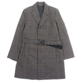 DIOR HOMME 100% Wool Houndstooth CD Buckle Belt Fly-Front Coat Brown Size 46