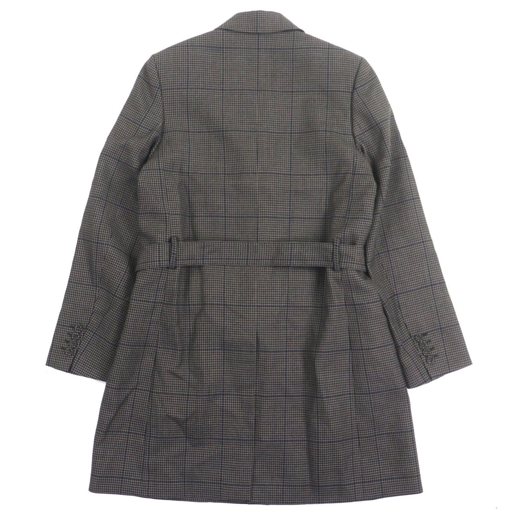 DIOR HOMME 100% Wool Houndstooth CD Buckle Belt Fly-Front Coat Brown Size 46