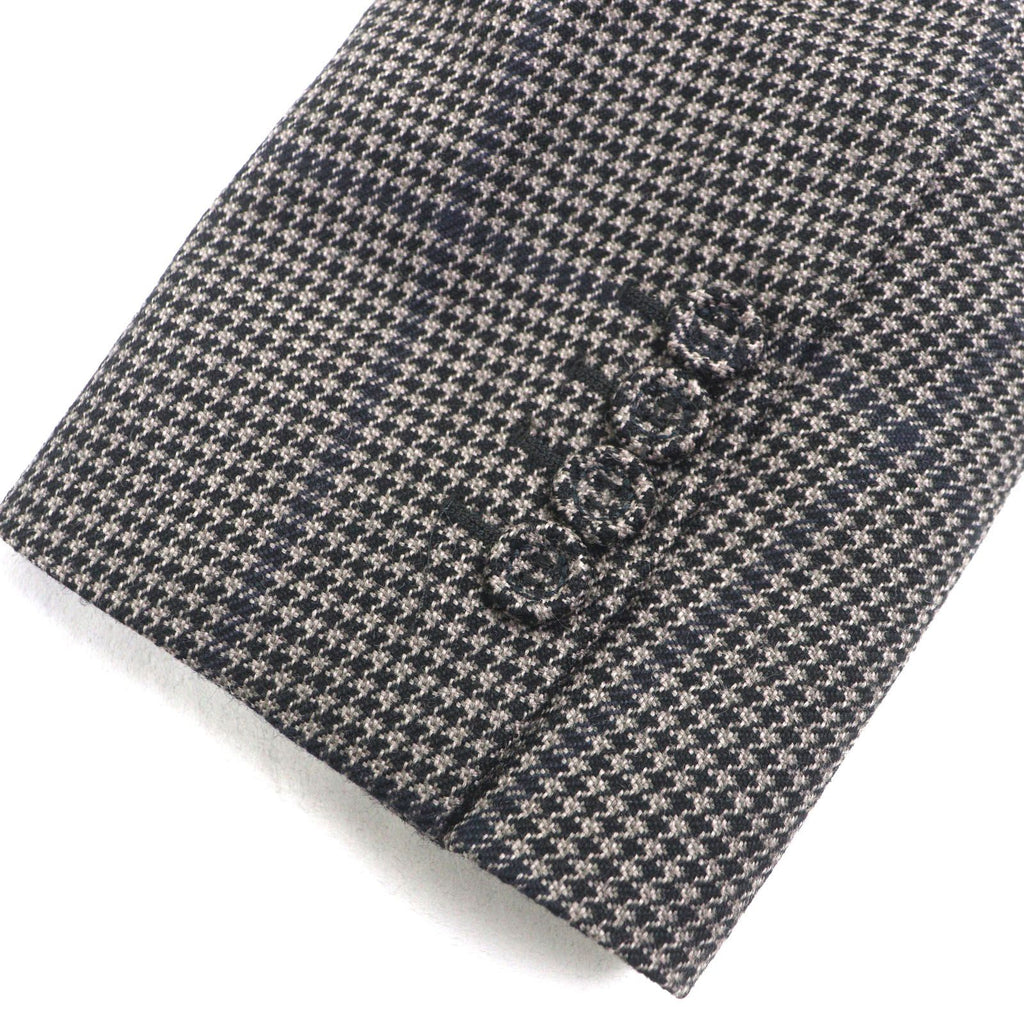 DIOR HOMME 100% Wool Houndstooth CD Buckle Belt Fly-Front Coat Brown Size 46