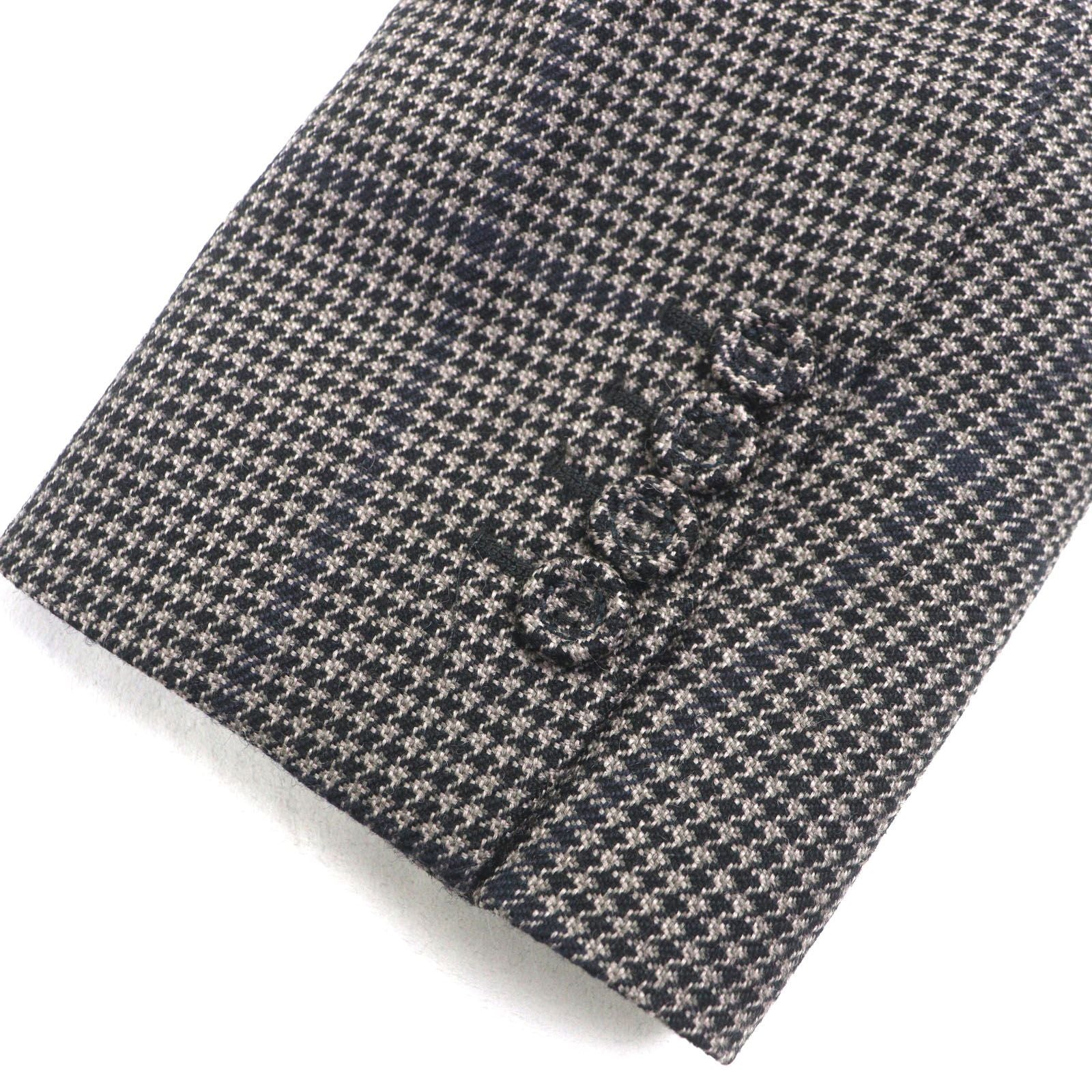 DIOR HOMME 100% Wool Houndstooth CD Buckle Belt Fly-Front Coat Brown Size 46