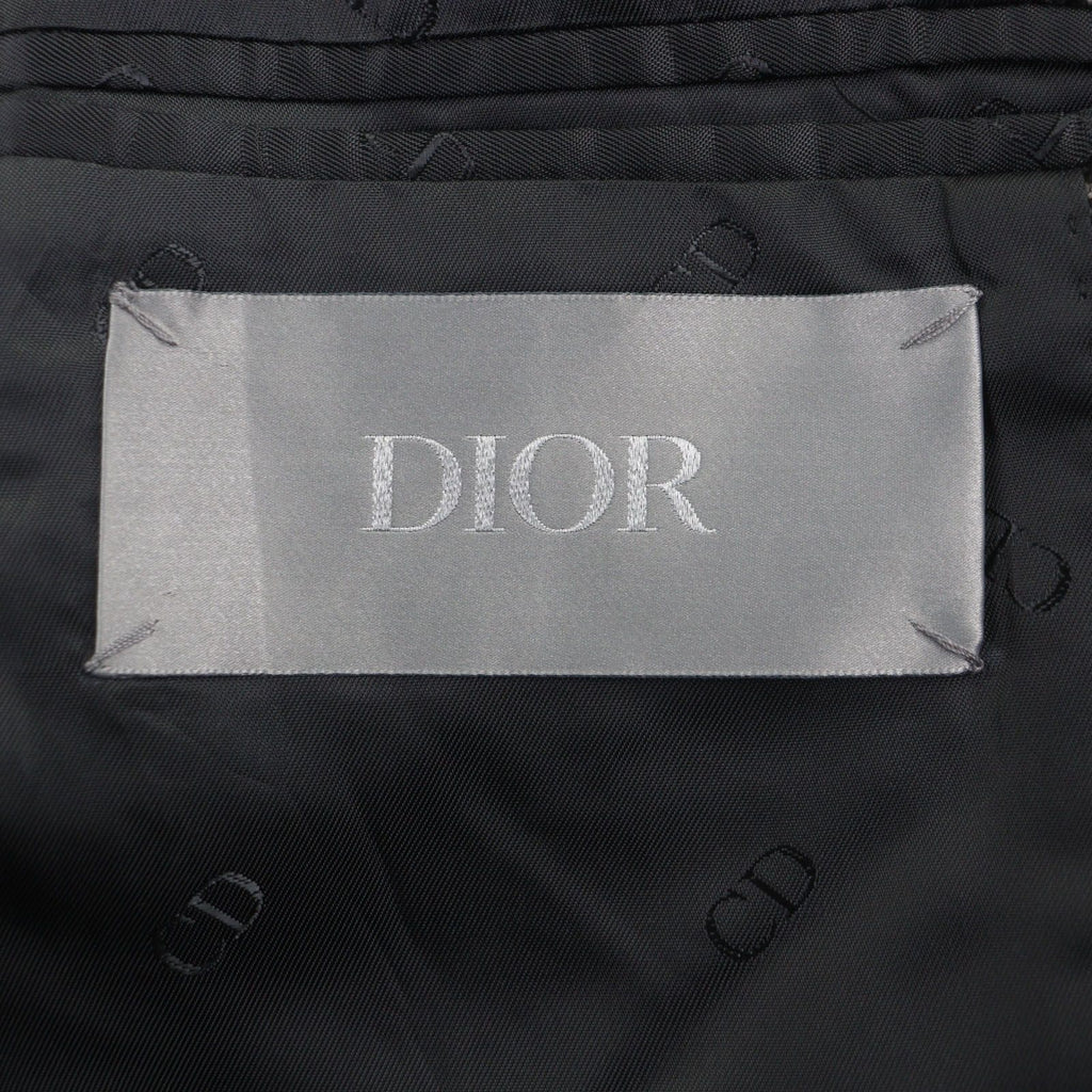 DIOR HOMME 100% Wool Houndstooth CD Buckle Belt Fly-Front Coat Brown Size 46