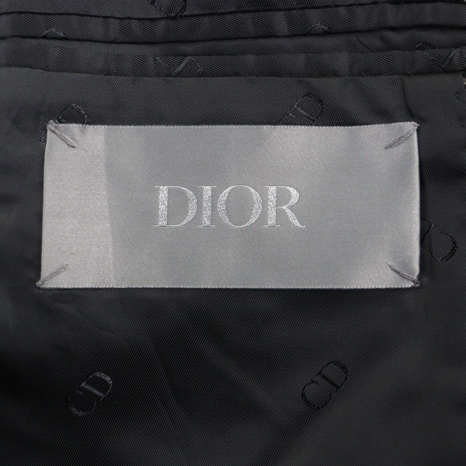 DIOR HOMME 100% Wool Houndstooth CD Buckle Belt Fly-Front Coat Brown Size 46
