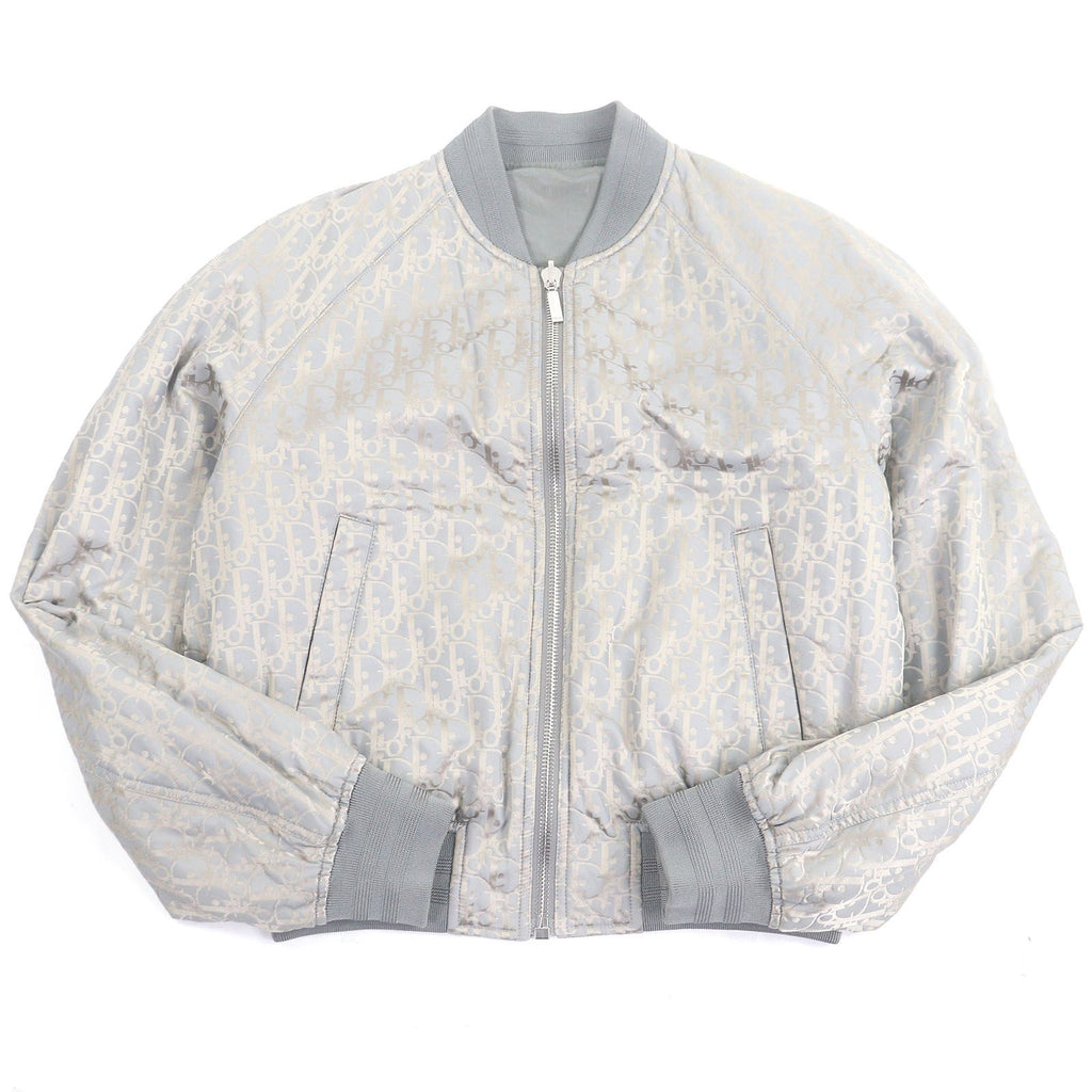 DIOR HOMME シルク混 オブリークロゴ 総柄 リバーシブル ボンバージャケット グレー サイズ46