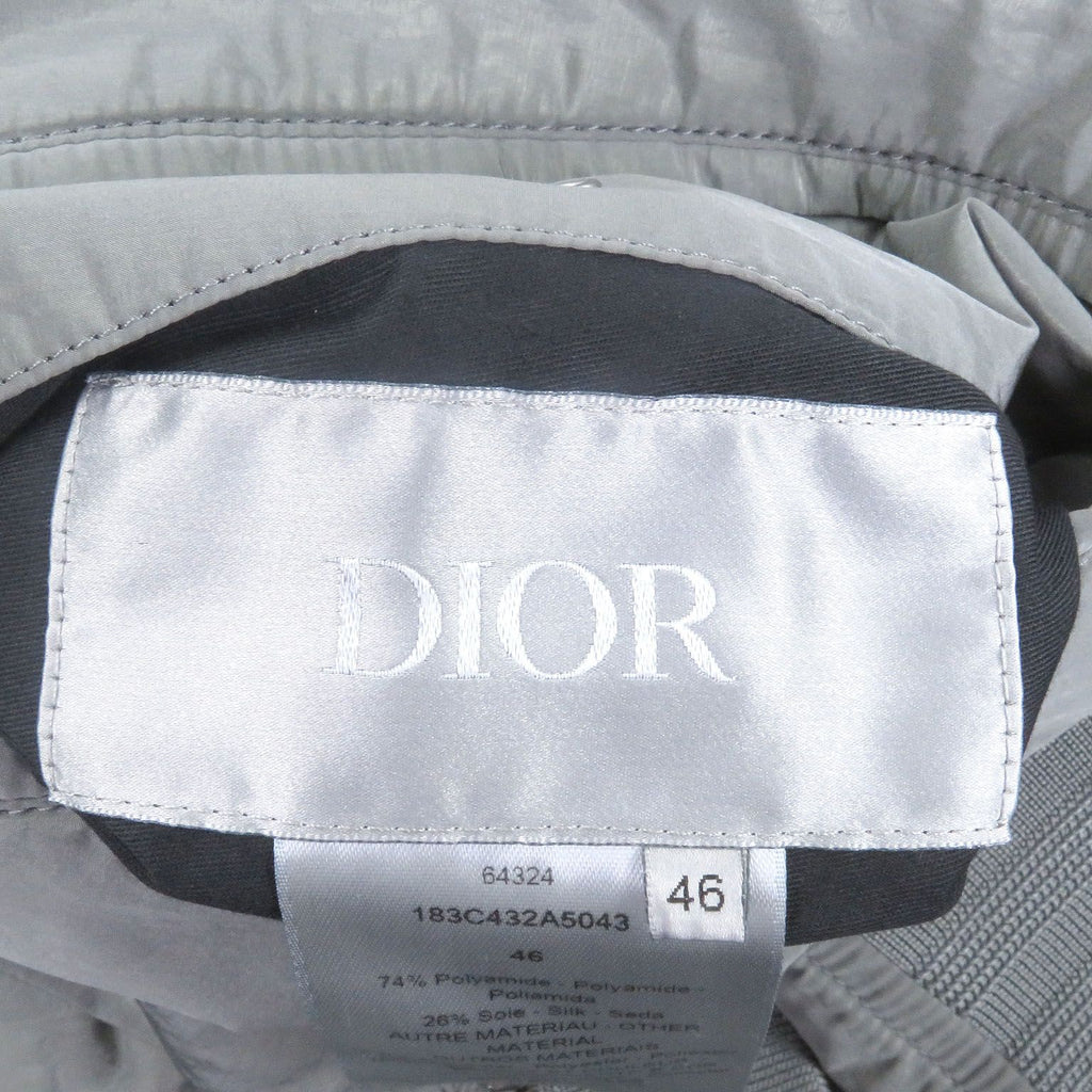 DIOR HOMME シルク混 オブリークロゴ 総柄 リバーシブル ボンバージャケット グレー サイズ46