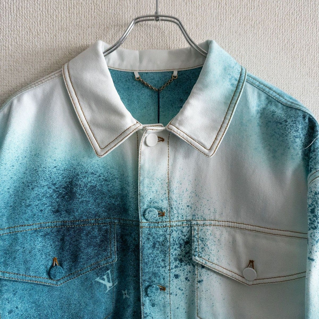 NWT LOUIS VUITTON 23SS Spray Monogram Denim Trucker Jacket Size 48