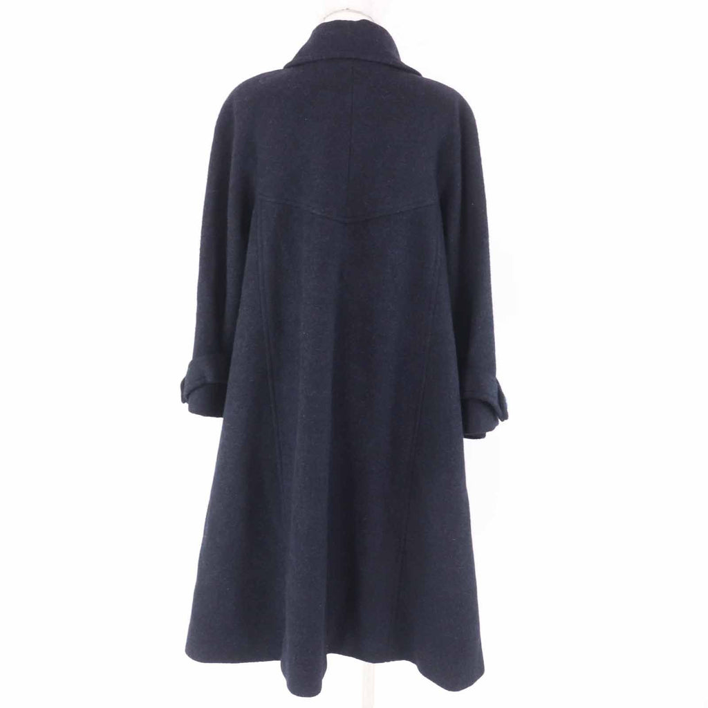 CHANEL P62024 Alpaca Coco Mark Button Extra Long Coat Dark Navy Size 38 Made in France