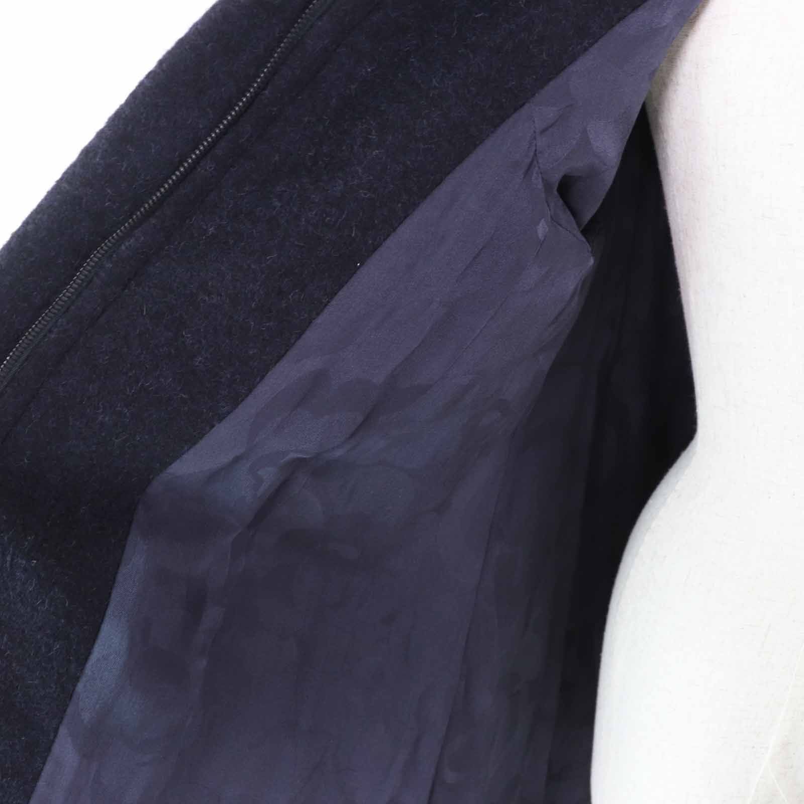 CHANEL P62024 Alpaca Coco Mark Button Extra Long Coat Dark Navy Size 38 Made in France