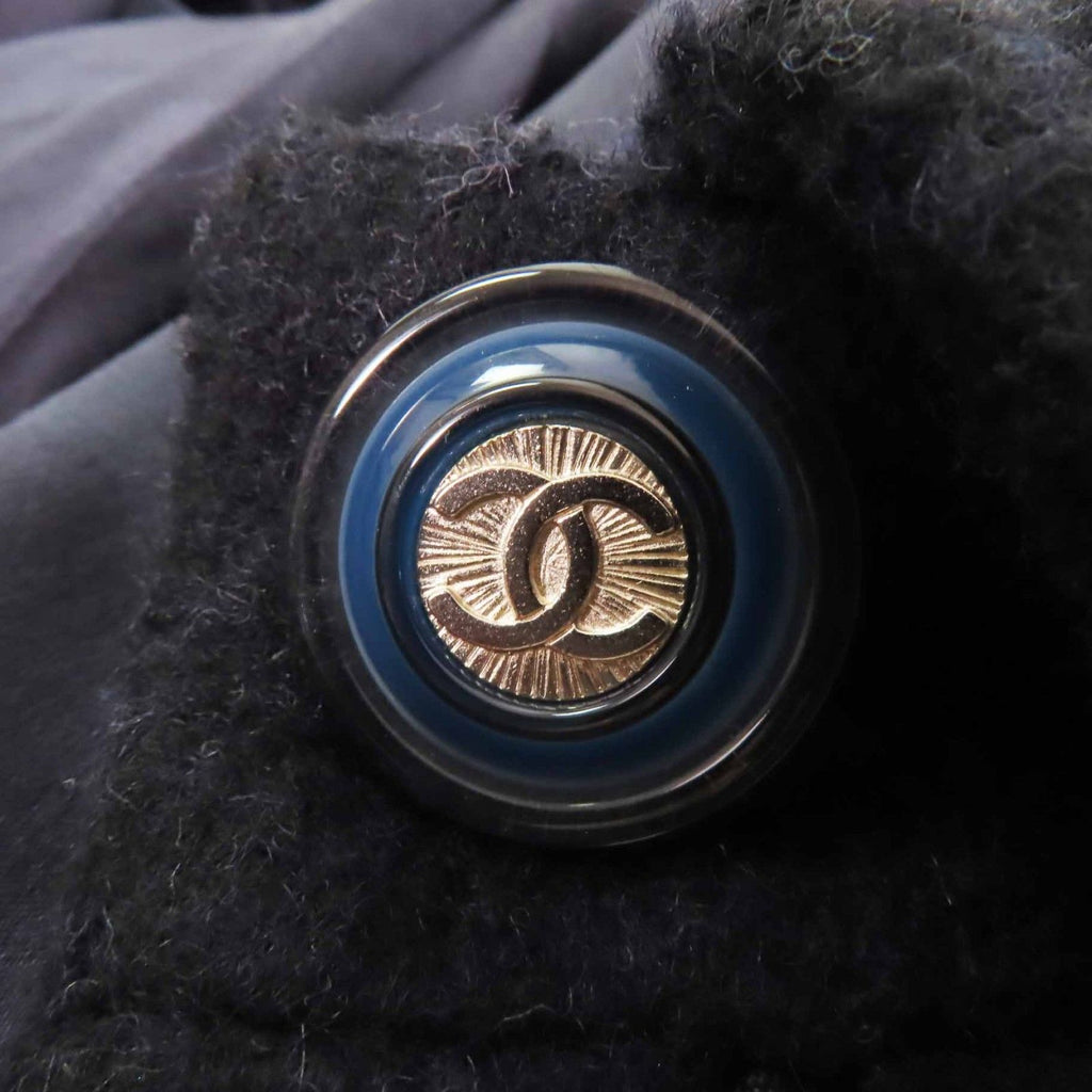 CHANEL P62024 Alpaca Coco Mark Button Extra Long Coat Dark Navy Size 38 Made in France