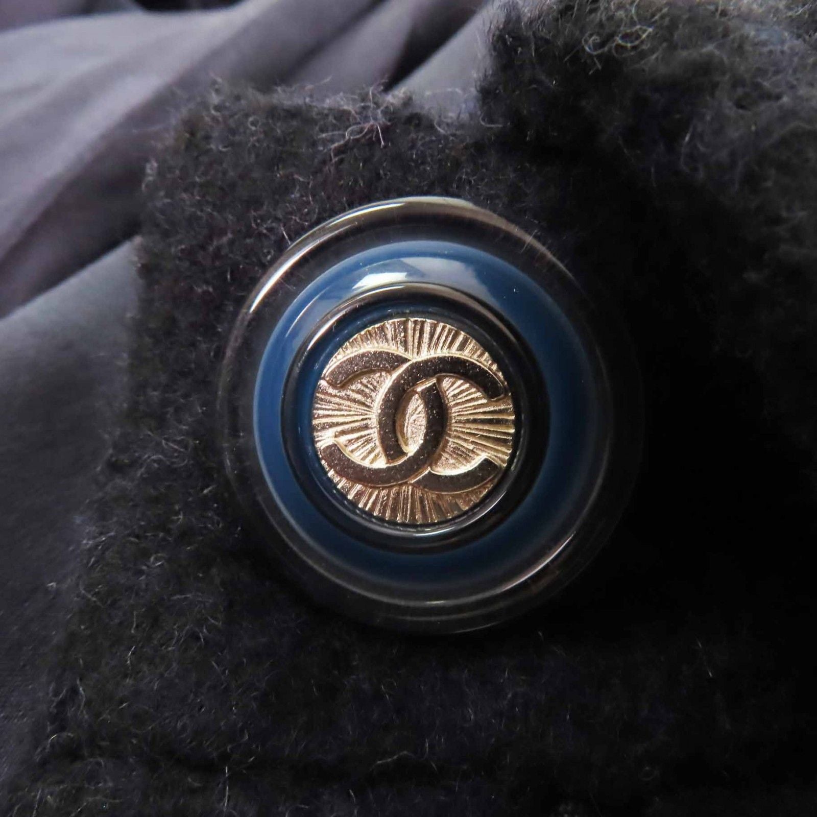 CHANEL P62024 Alpaca Coco Mark Button Extra Long Coat Dark Navy Size 38 Made in France