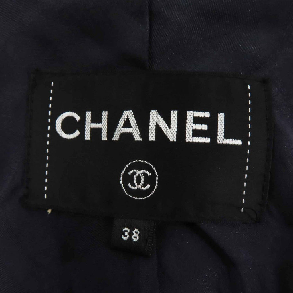 CHANEL P62024 Alpaca Coco Mark Button Extra Long Coat Dark Navy Size 38 Made in France