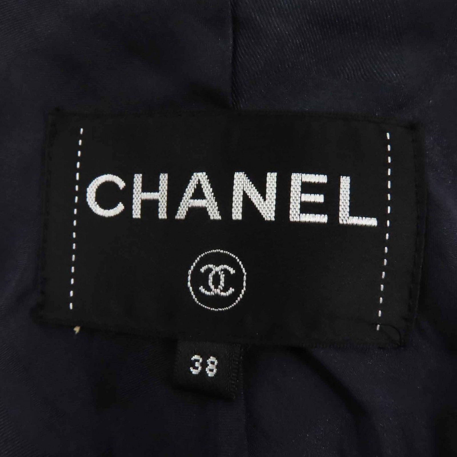 CHANEL P62024 Alpaca Coco Mark Button Extra Long Coat Dark Navy Size 38 Made in France