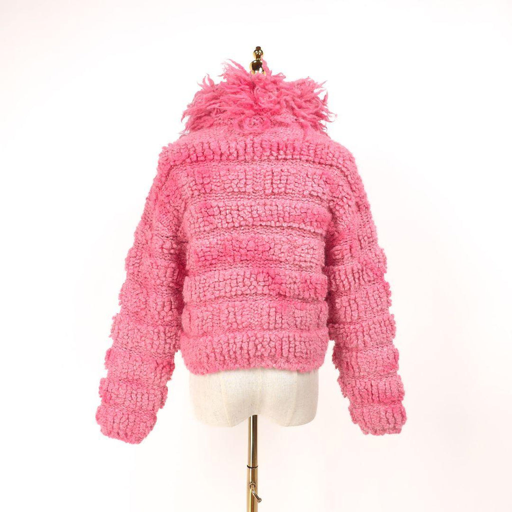 CHANEL Coco Mark Alpaca Knit Jacket Pink Size 34