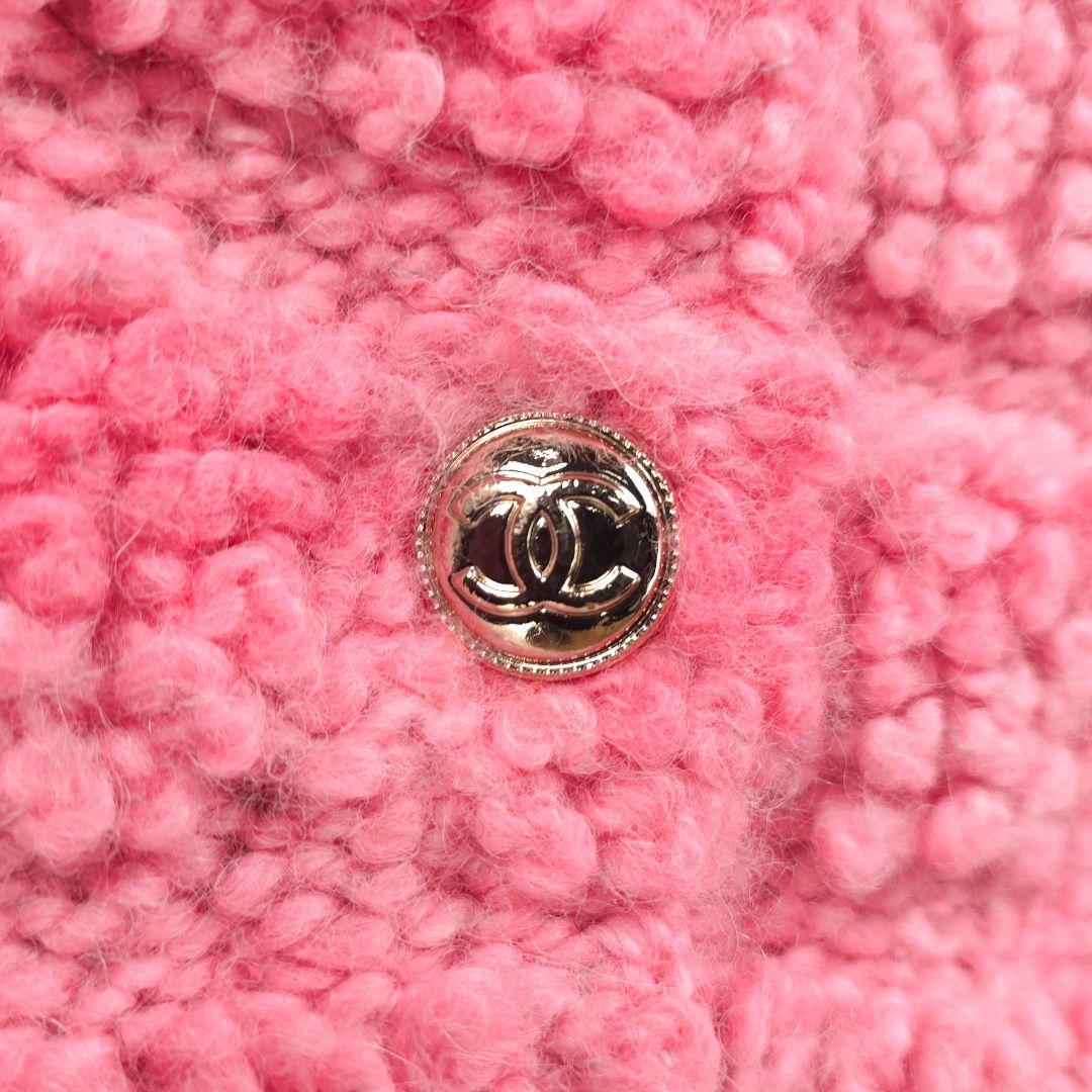 CHANEL Coco Mark Alpaca Knit Jacket Pink Size 34