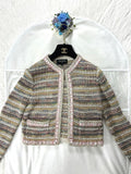 CHANEL P55 Collarless Multicolor Tweed Jacket Size 34