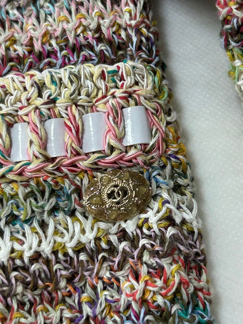 CHANEL P55 Collarless Multicolor Tweed Jacket Size 34