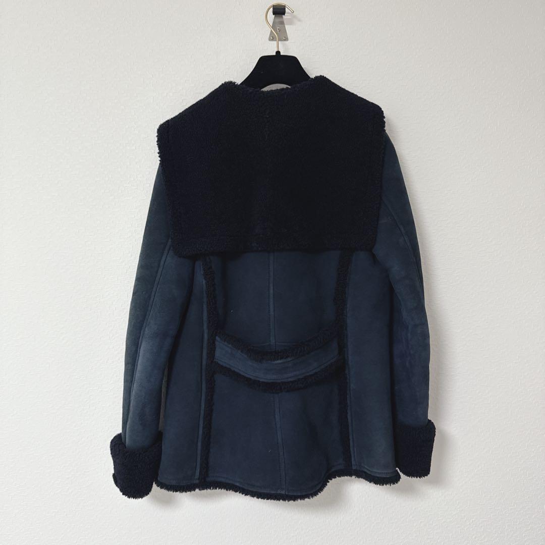 CHANEL Rare Mouton Jacket Coat Navy Size 38