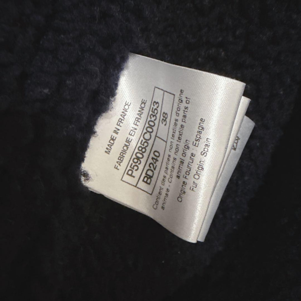 CHANEL Rare Mouton Jacket Coat Navy Size 38