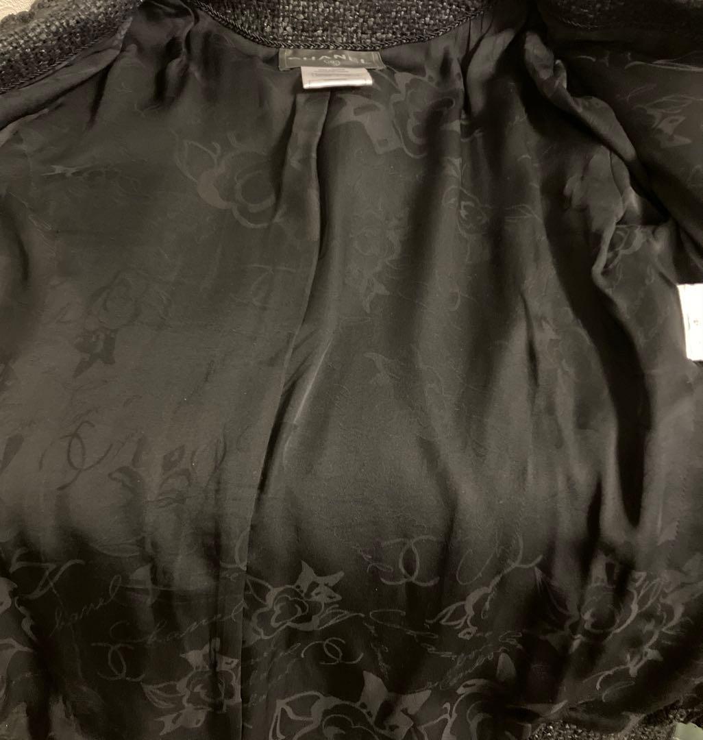CHANEL Glitter Shiny Jacket Black Size 42
