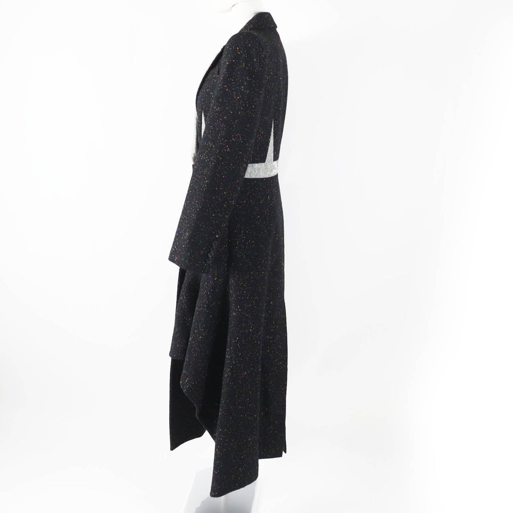 Alexander McQueen 20AW Asymmetric Long Tweed Coat Black Multi Size 40 Runway