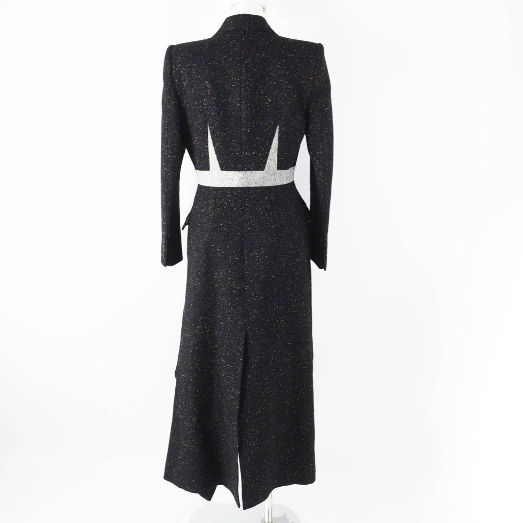 Alexander McQueen 20AW Asymmetric Long Tweed Coat Black Multi Size 40 Runway