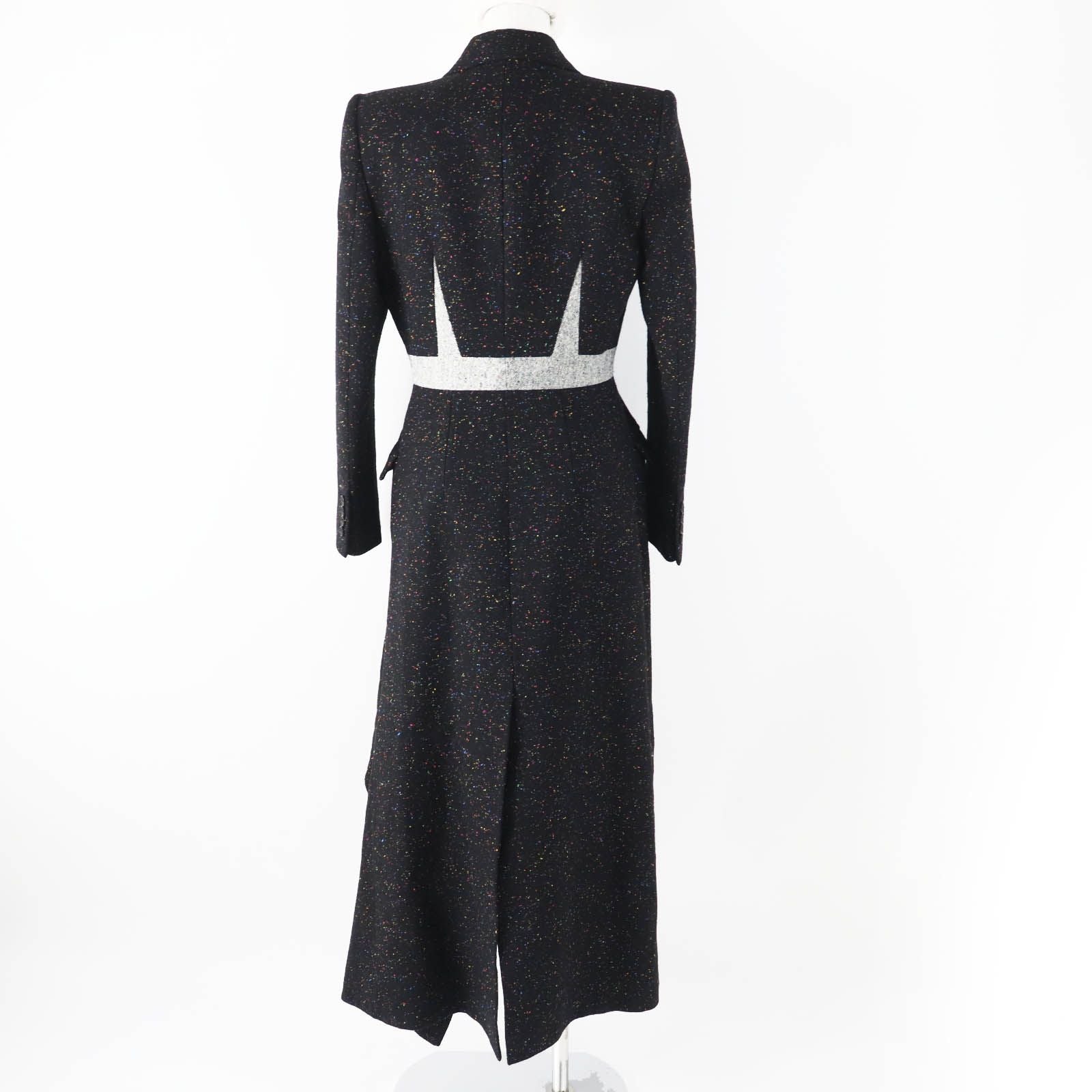 Alexander McQueen 20AW Asymmetric Long Tweed Coat Black Multi Size 40 Runway