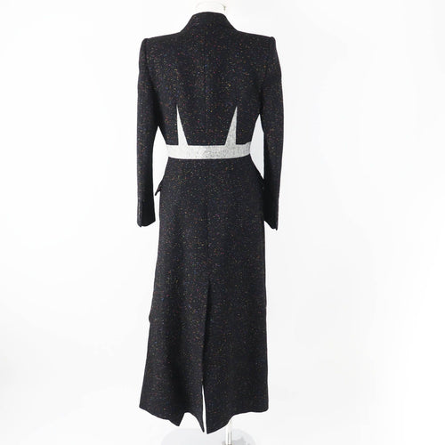 Alexander McQueen 20AW Asymmetric Long Tweed Coat Black Multi Size 40 Runway