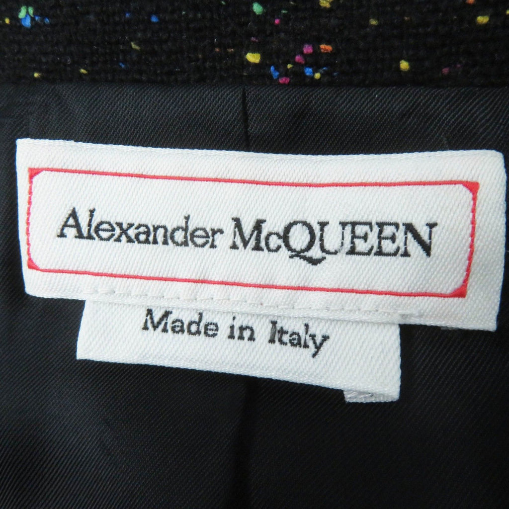 Alexander McQueen 20AW Asymmetric Long Tweed Coat Black Multi Size 40 Runway