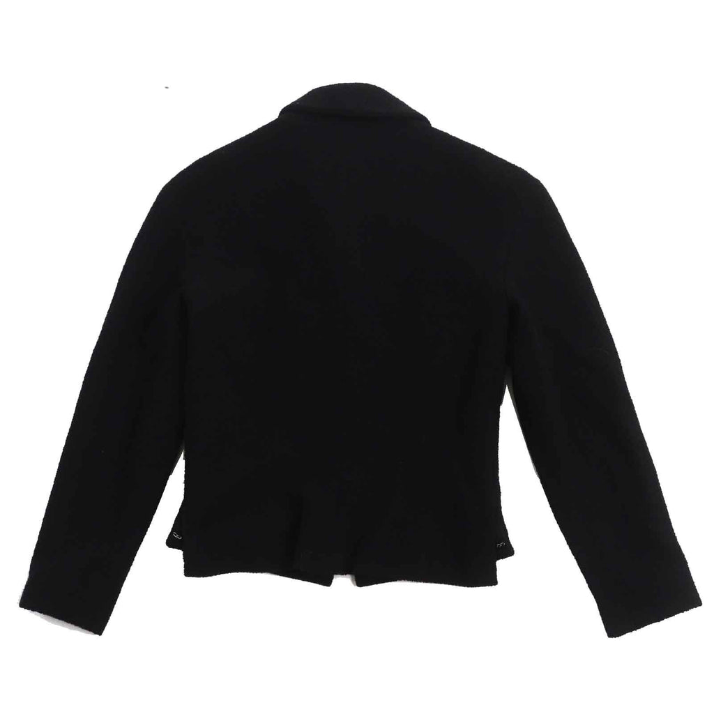 CHANEL Wool Nylon Tweed Jacket & Skirt Setup Rhinestone CC Button Plate Black Size 36/34