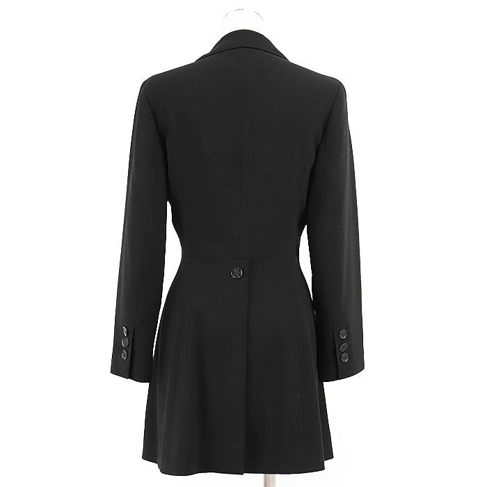 CHANEL BOUTIQUE 98P Vintage Wool Double-Breasted Peaked Lapel Tailored Jacket Black Size 36