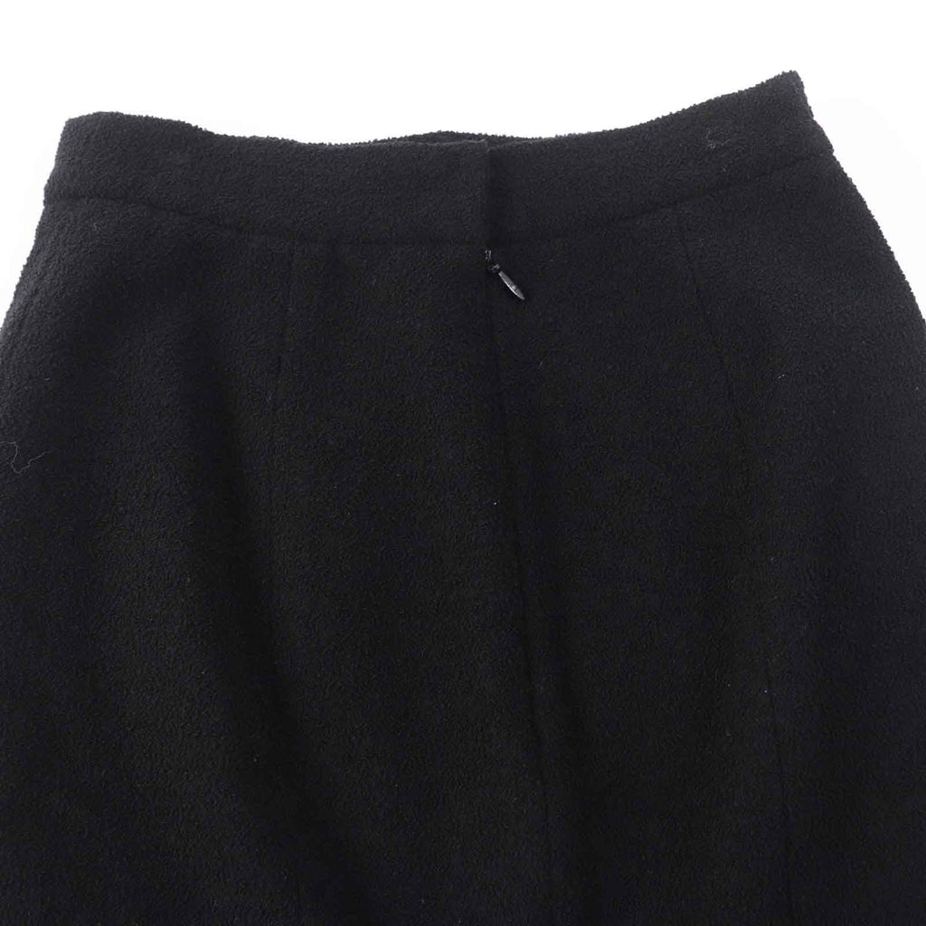 CHANEL Wool Nylon Tweed Jacket & Skirt Setup Rhinestone CC Button Plate Black Size 36/34