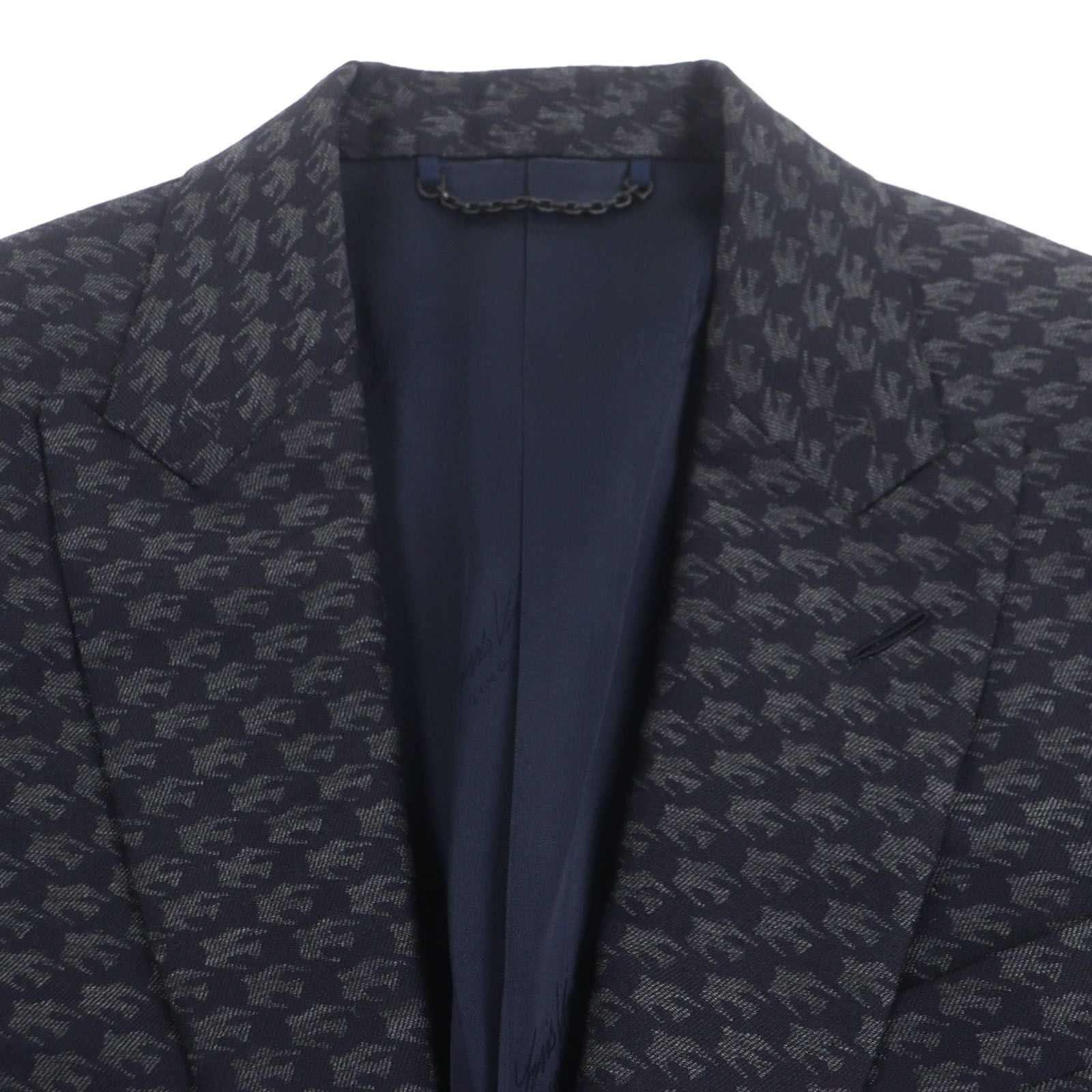 LOUIS VUITTON 23AW Pont Neuf Fit LV Logo All-Over Single Tailored Jacket Navy Size 46