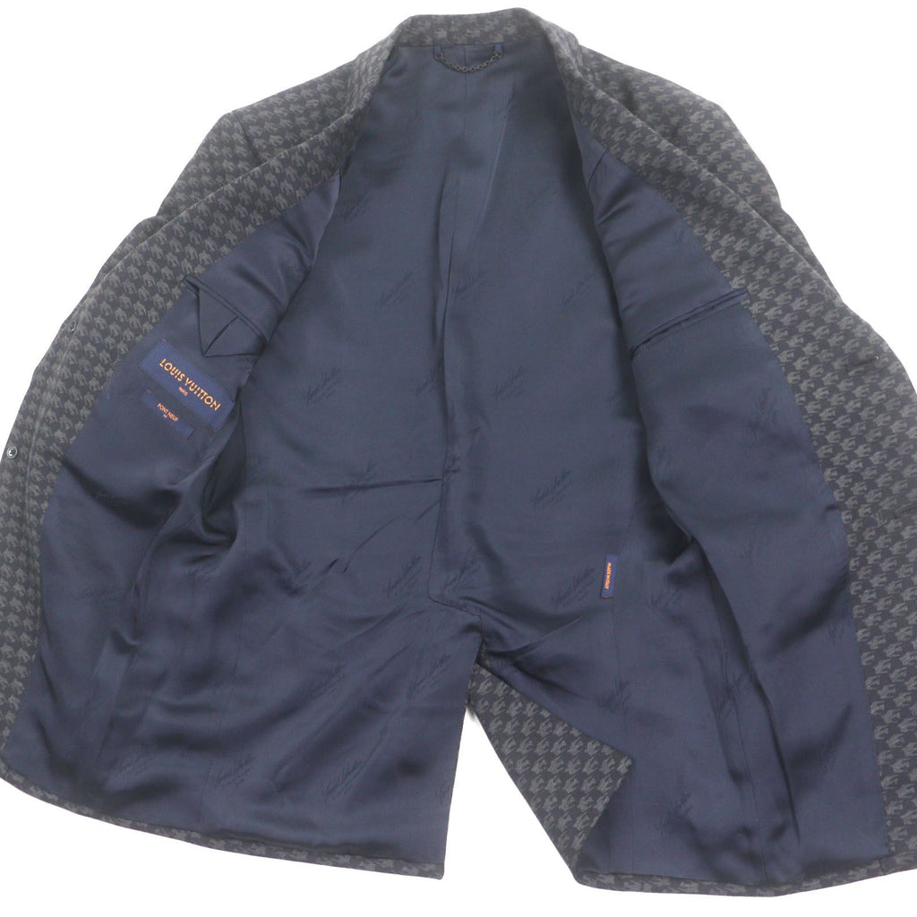 LOUIS VUITTON 23AW Pont Neuf Fit LV Logo All-Over Single Tailored Jacket Navy Size 46