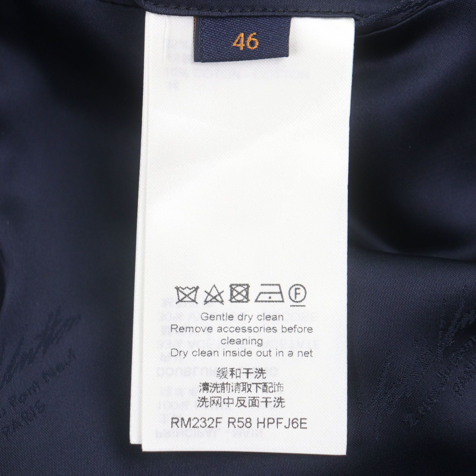 LOUIS VUITTON 23AW Pont Neuf Fit LV Logo All-Over Single Tailored Jacket Navy Size 46