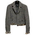 CHANEL Chevron Fringe Cropped Tweed Jacket P62391 Size 38