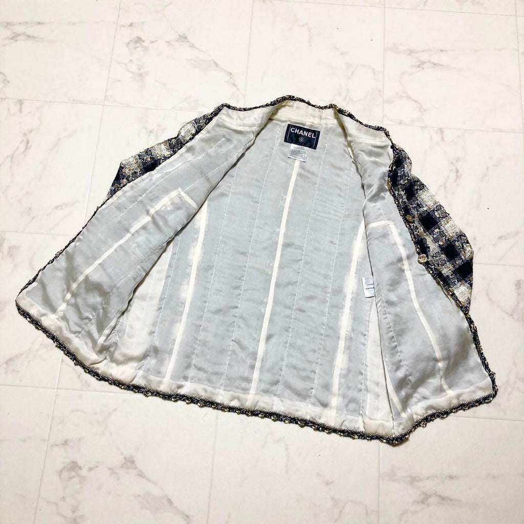 CHANEL 06P CC Mark Check Tweed Jacket Size 40