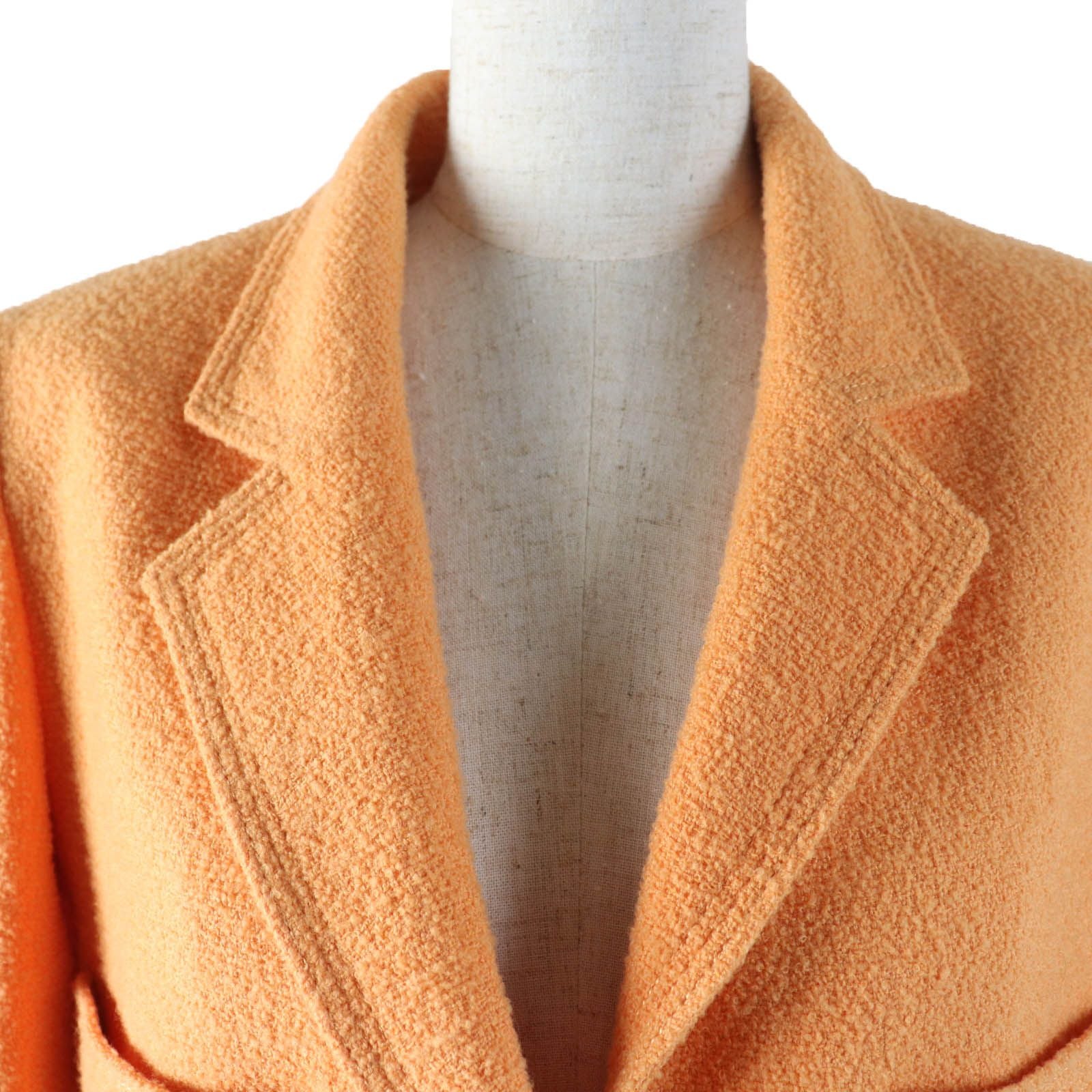 CHANEL Vintage 96P Wool Tweed Tailored Jacket Orange CC Buttons Size 38