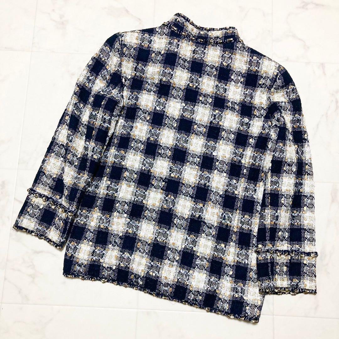 CHANEL 06P CC Mark Check Tweed Jacket Size 40