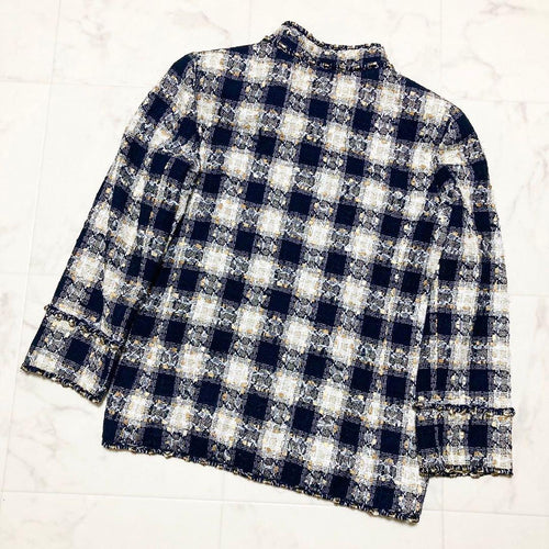 CHANEL 06P CC Mark Check Tweed Jacket Size 40