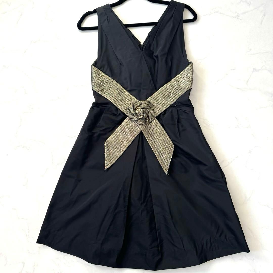 CHANEL Camellia Ribbon Dress CC Mark Hardware Size 36 Unworn