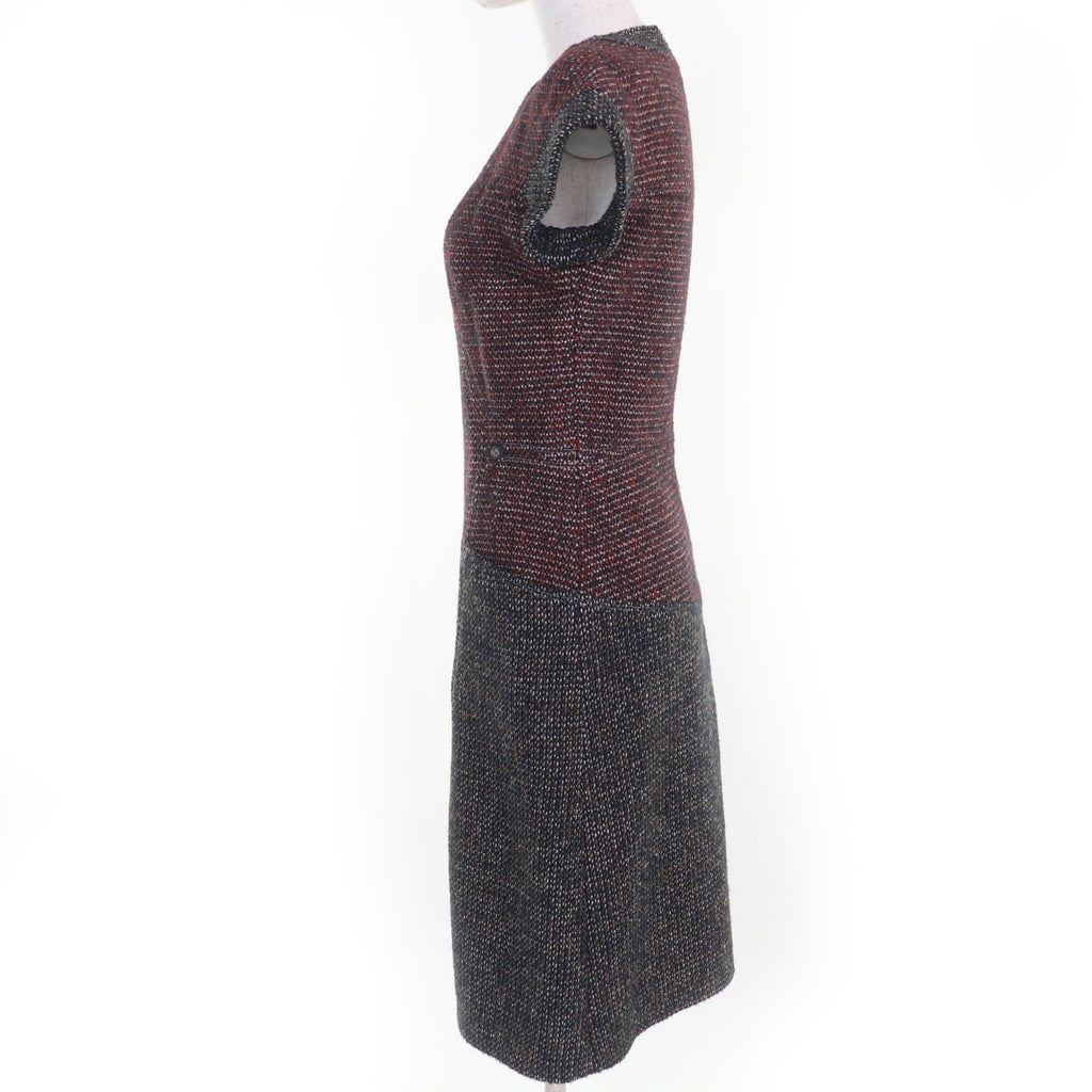 CHANEL 14B Lion CC Button Short Sleeve Tweed Dress Multicolor Size 36