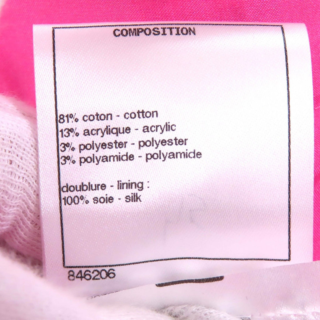 CHANEL Cotton Tweed No-Collar Jacket Gold CC Buttons Pink Size 36 Made in France