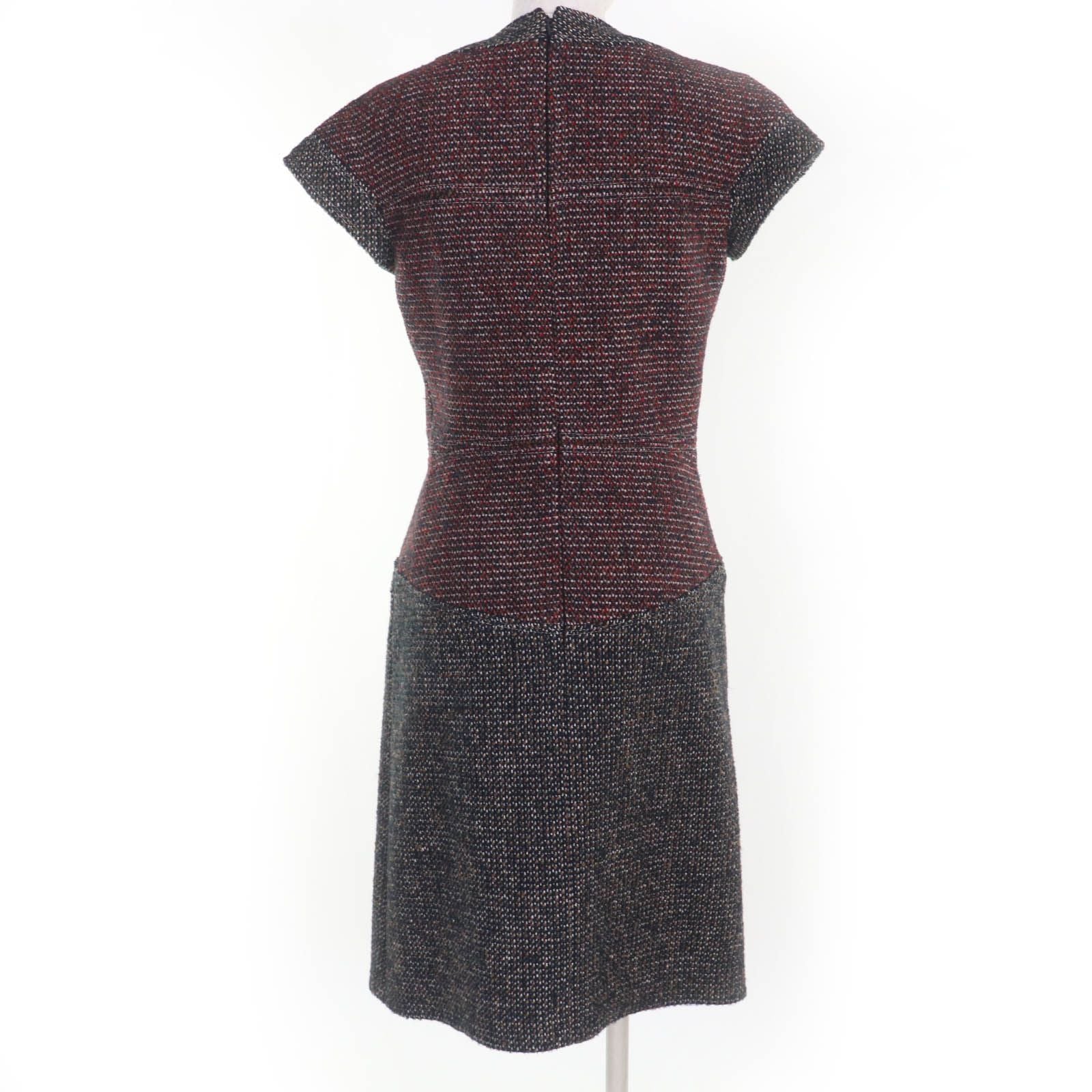 CHANEL 14B Lion CC Button Short Sleeve Tweed Dress Multicolor Size 36