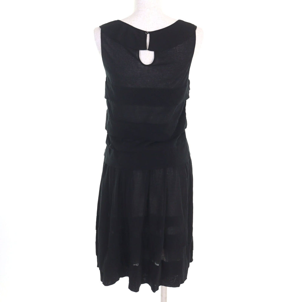CHANEL 06P Karl Lagerfeld Era CC Mark Tiered Sleeveless Dress Black Size 36