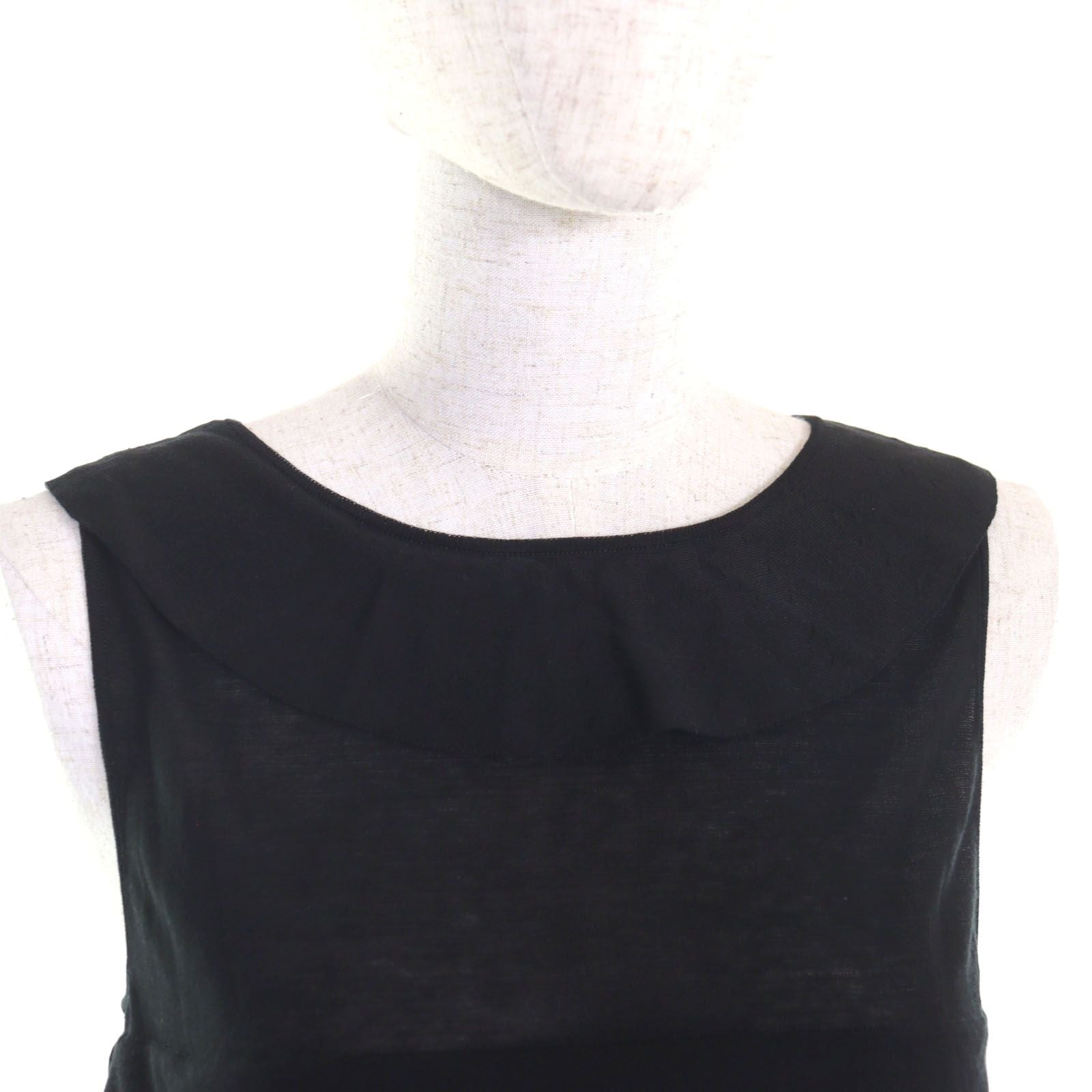 CHANEL 06P Karl Lagerfeld Era CC Mark Tiered Sleeveless Dress Black Size 36