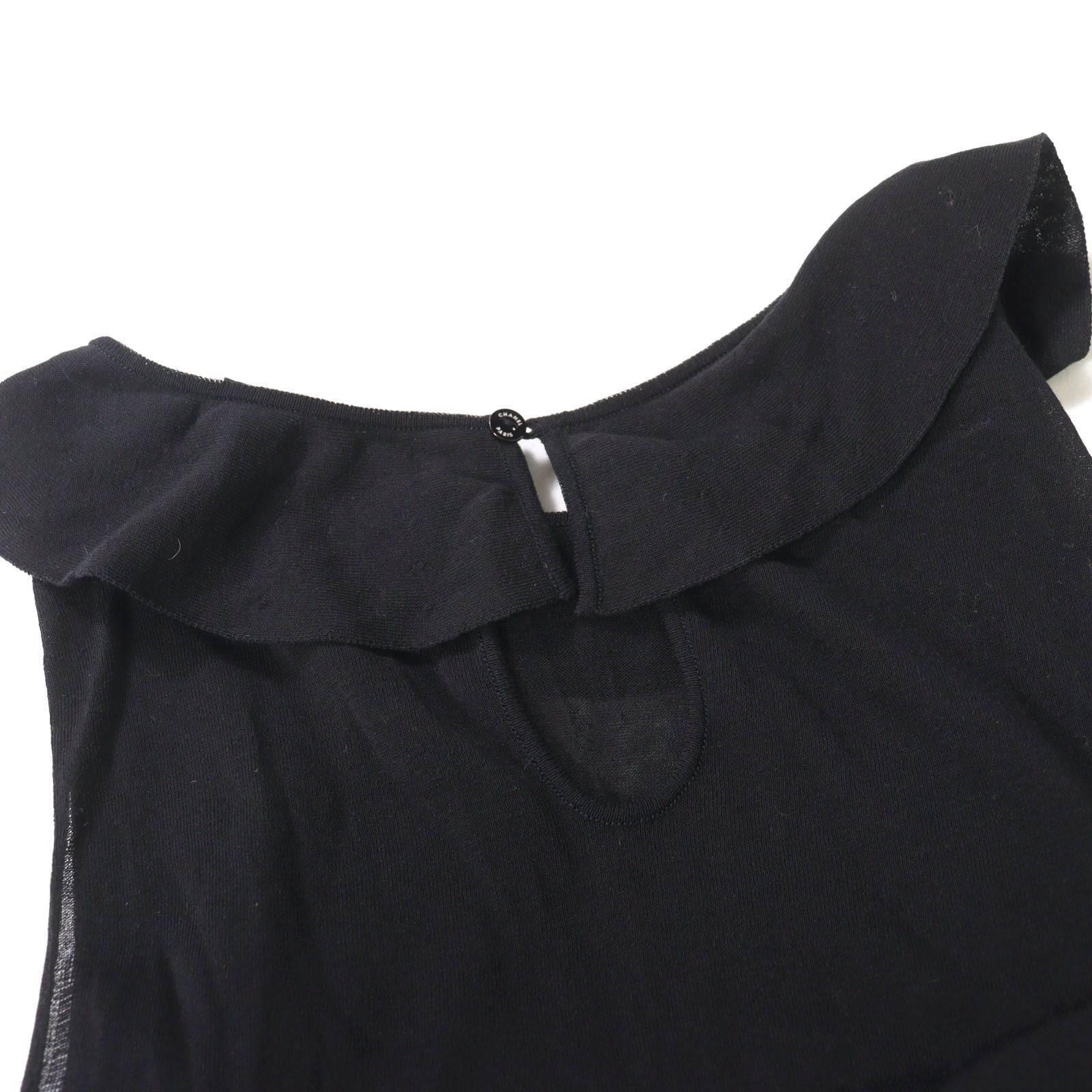 CHANEL 06P Karl Lagerfeld Era CC Mark Tiered Sleeveless Dress Black Size 36