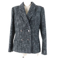 CHANEL 22B Pre-Collection Look 47 Tweed Tailored Jacket CC Buttons Black Turquoise Size 38