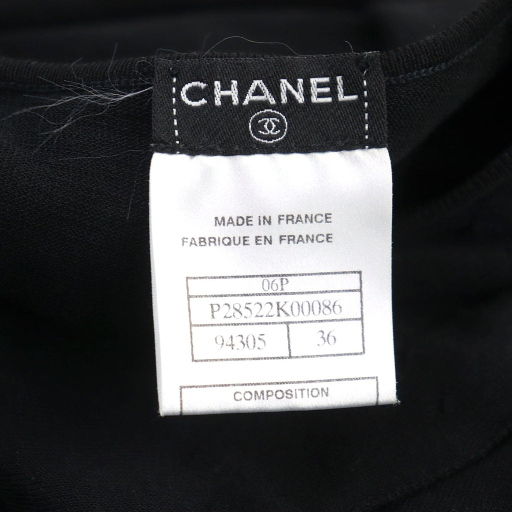 CHANEL 06P Karl Lagerfeld Era CC Mark Tiered Sleeveless Dress Black Size 36