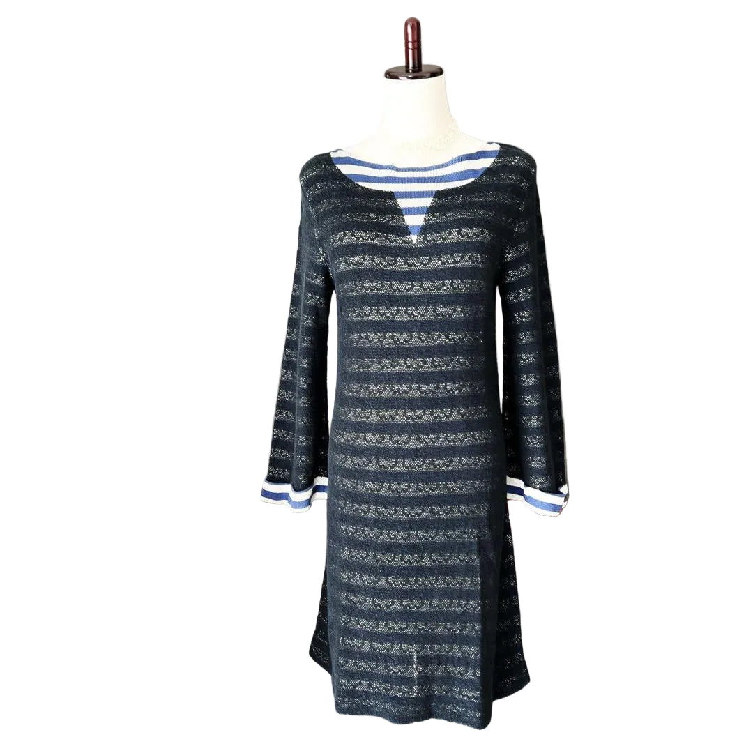 CHANEL Border Lace Embroidery Knit Dress (No Size Tag)